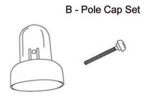AirZone Basic 12'/15' Trampoline Enclosure Pole Caps w/ Locking Nut (Set of 6, Part B, Model 00512/615)